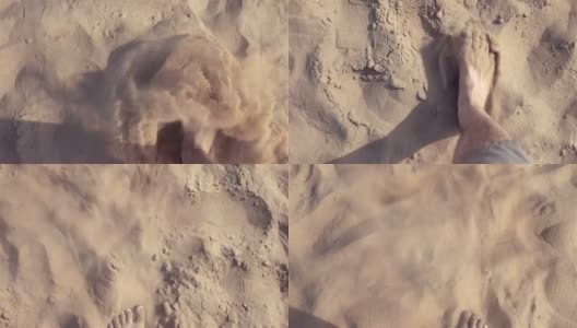 两个在沙漠上行走的视频，真正的慢镜头高清在线视频素材下载