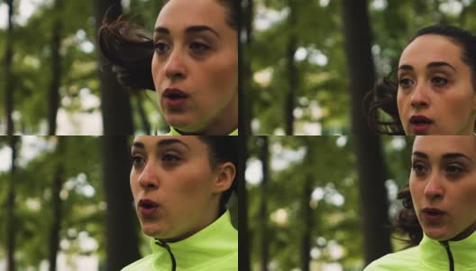 年轻的女士在公园里跑步高清在线视频素材下载