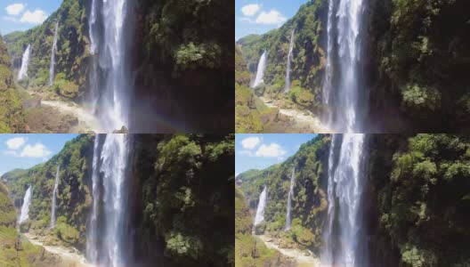 鸟瞰图风景瀑布在山崖，贵州，中国高清在线视频素材下载
