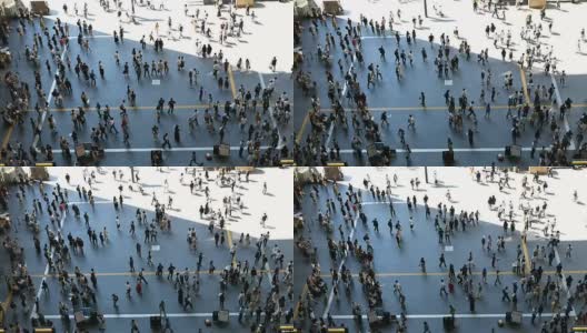 在日本大阪车站的高峰时段，一群无名的人走在人行道上。慢动作镜头高清在线视频素材下载