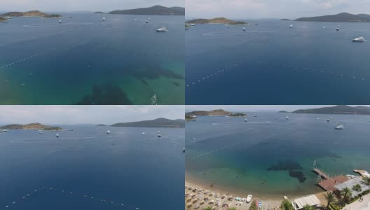 托尔巴湾和停泊的游艇，土耳其博德鲁姆高清在线视频素材下载