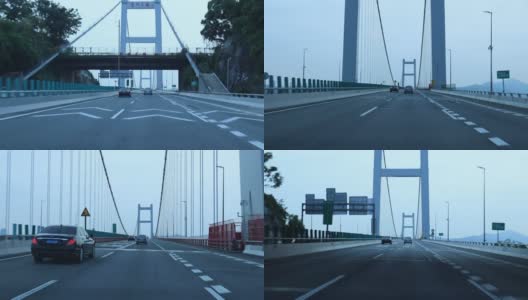 中国东莞——大约2021年9月:在虎门公路桥上开车高清在线视频素材下载