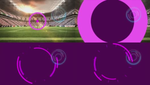 动画的粉红色扫描仪处理草地球场与日落体育场馆高清在线视频素材下载