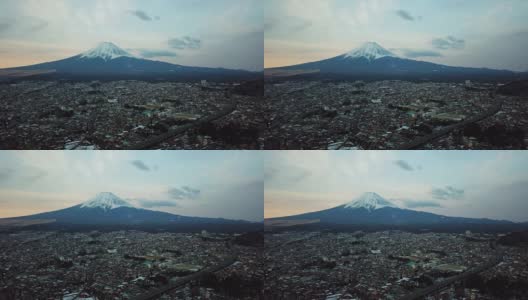 富士山鸟瞰图，川口町，藤吉田，日本高清在线视频素材下载