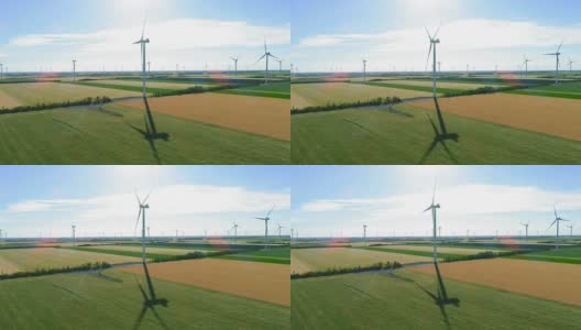 在农业领域生产电力的风车群高清在线视频素材下载