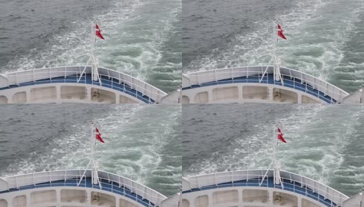 船上的丹麦国旗迎风飘扬高清在线视频素材下载