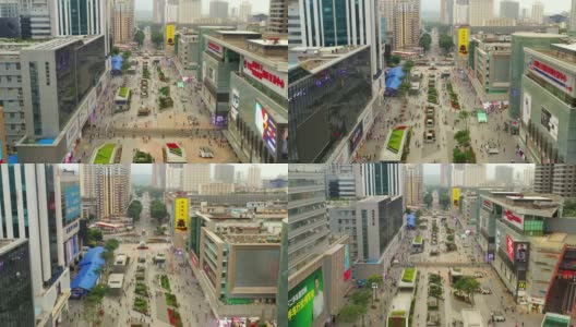 白天时间深圳市著名商业街航拍4k中国全景高清在线视频素材下载