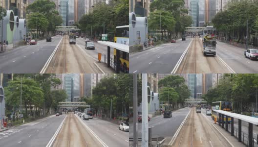 从双层缆车上观看香港街景的慢镜头。高清在线视频素材下载