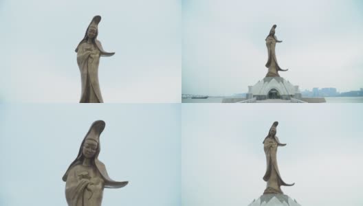 近距离观察金昆是一座在澳门城市的雕像高清在线视频素材下载