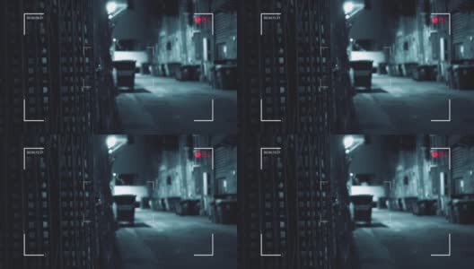 数字记录相机在市中心城区在夜晚系列-小巷版本高清在线视频素材下载