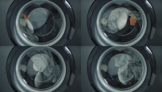 洗衣机洗东西。用洗衣机洗衣服高清在线视频素材下载