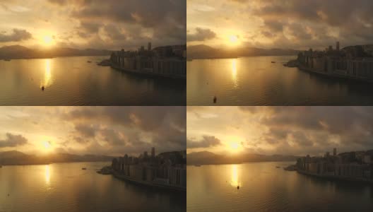 航拍香港现代摩天大楼的无人机4k镜头。高清在线视频素材下载