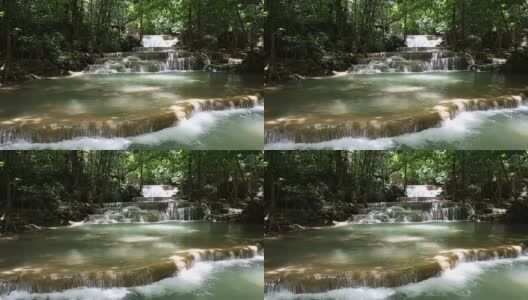 泰国北碧府的怀美卡明瀑布。高清在线视频素材下载