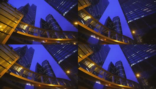 黄昏时分香港现代化的办公大楼高清在线视频素材下载