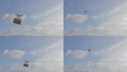 无人机在空中运送包裹高清在线视频素材下载