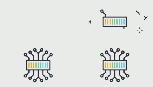 物联网服务线图标动画与阿尔法高清在线视频素材下载