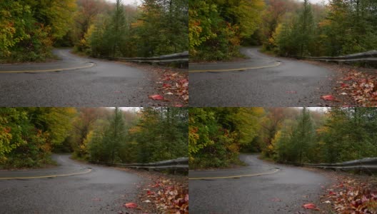在乡间小路上的皮卡与秋天的颜色和树木高清在线视频素材下载