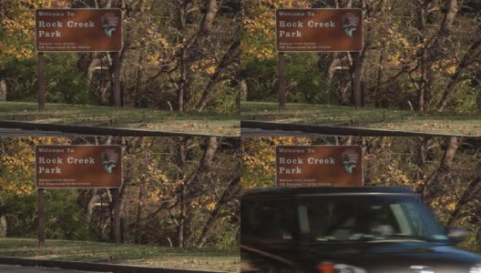 欢迎来到Rock Creek公园标志- Porter St NW - Washington, DC - Autumn高清在线视频素材下载