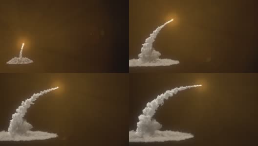 导弹发射与阿尔法通道的详细现实动画。高清在线视频素材下载