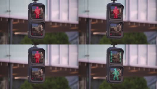 日本东京的行人交通灯由红变绿高清在线视频素材下载