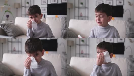 一个小男孩看着镜头哭高清在线视频素材下载