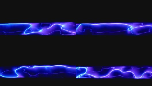 水平的霓虹蓝色激光以慢动作在黑色背景上流动高清在线视频素材下载