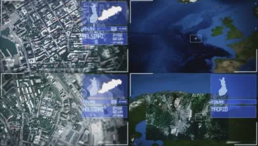 未来的赫尔辛基卫星图像高清在线视频素材下载