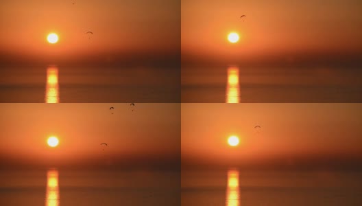 日落与跳伞高清在线视频素材下载