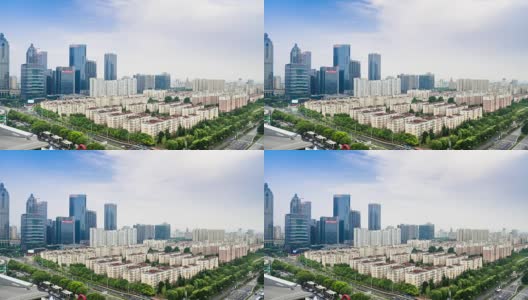 城市景观，现代城市与蓝天，4K高清在线视频素材下载