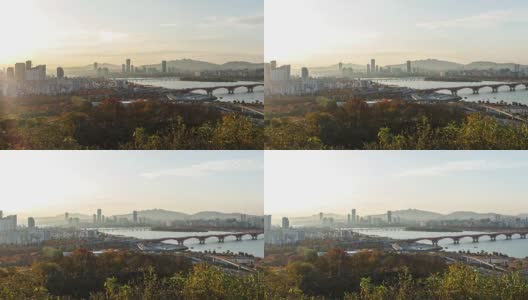 4k延时拍摄清晨首尔城高清在线视频素材下载