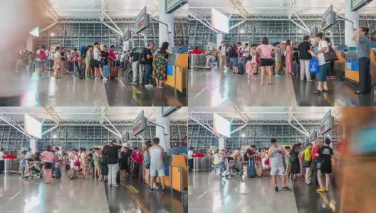 Time-lapse: Traveler Crowd at Airport Check-In Counter Hall Xian China高清在线视频素材下载