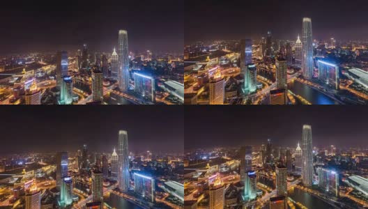 时光流逝-天津城市天际线之夜(平移)高清在线视频素材下载