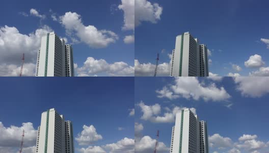 云和蓝天随建筑时光流逝高清在线视频素材下载