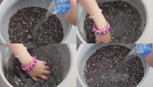 用清水清洗米莓高清在线视频素材下载