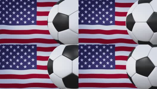 足球环与美国国旗的背景高清在线视频素材下载