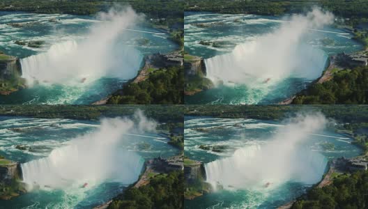 俯瞰著名的尼亚加拉河和马蹄形瀑布高清在线视频素材下载