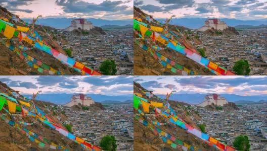 4K延时电影《日喀则寺日出景》，日喀则，中国西藏高清在线视频素材下载