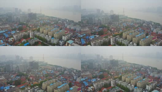 china day time wuhan cityscape famous riverside bridge aerial panorama 4k高清在线视频素材下载