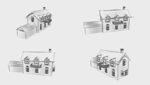 草图风格的房子高清动画高清在线视频素材下载