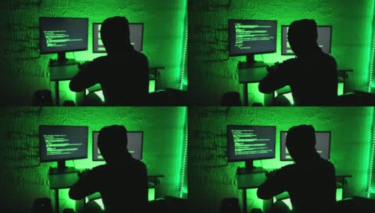 夜间工作的黑客高清在线视频素材下载