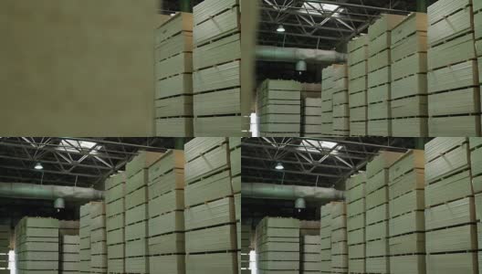 带刨花板的工业仓库高清在线视频素材下载