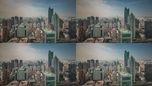 中国天光深圳城遥远的屋顶俯视4k时间流逝高清在线视频素材下载