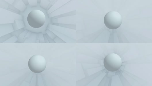快速通过白色立方体隧道和球。三维动画高清在线视频素材下载