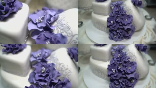 紫色花朵的婚礼蛋糕高清在线视频素材下载