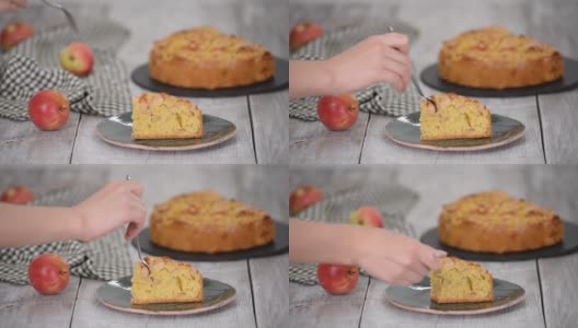 一块美味的苹果蛋糕高清在线视频素材下载