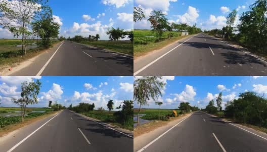 tarmac road clip with amazing blue sky taken form fast moving vehicle video高清在线视频素材下载