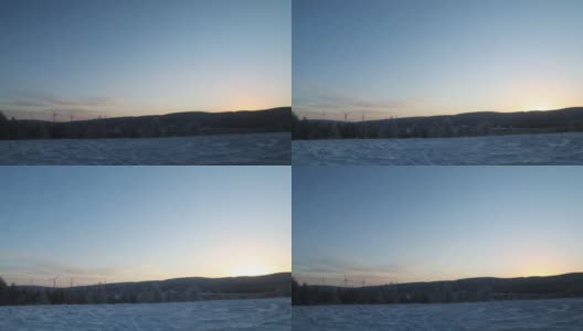 实时/鸟瞰图的日出冬季山高清在线视频素材下载