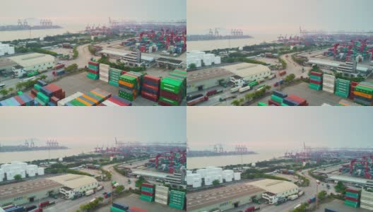 中国白天时间深圳著名的盒港航拍全景图4k时间间隔高清在线视频素材下载