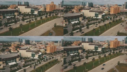 2021年3月春假期间，无人机拍摄佛罗里达州西棕榈滩市中心的Okeechobee和I-95高清在线视频素材下载