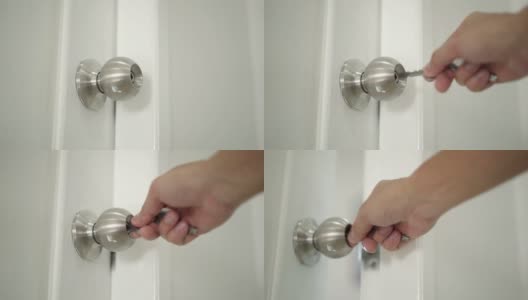 男人的手用钥匙开锁，家里的门高清在线视频素材下载